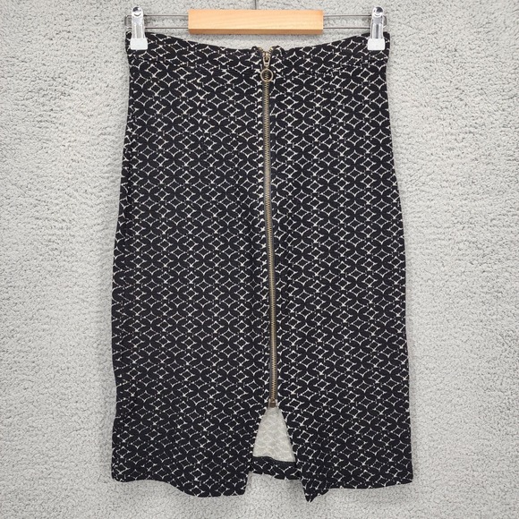 Maeve Anthropologie Black White Geometric Textured Knit Pencil Skirt XS Tencel - Picture 4 of 8